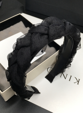 网纱麻花发箍编织辫头箍日韩黑色百搭减龄发卡带齿发窟洋气发捆女