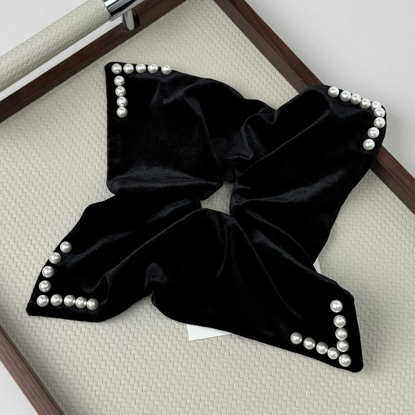 韩系丝绒方巾发圈大肠圈黑色时尚气质洋气优雅秋冬新款高级感发绳