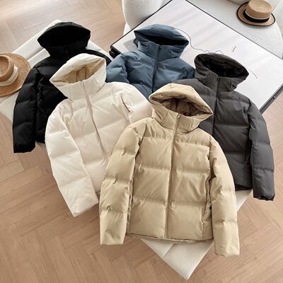 日单木巨799+防风防水2025冬季新款女羽绒服加厚保暖连帽纯色外套