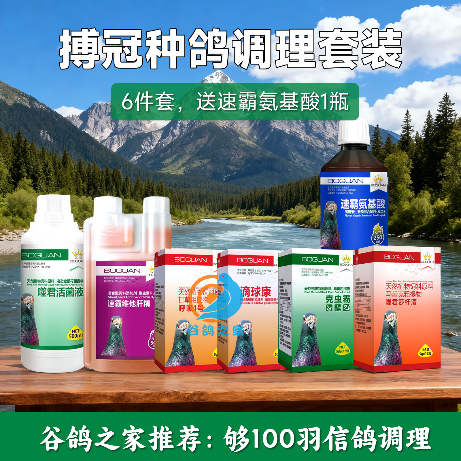 搏冠博冠种鸽调理套装鸽子保健品信鸽呼吸道清理鸽用氨基酸毛滴虫