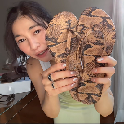 发誓是正品 sasa同款 tkees蛇皮人字拖 代购非现货