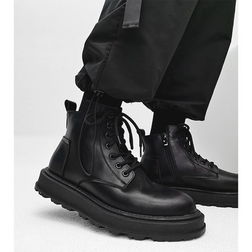 黑色ins马丁靴韩版复古高帮皮鞋