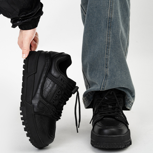 休闲百搭小白鞋 黑武士胖丁面包板鞋 男小众高街厚底7cm隐形增高鞋