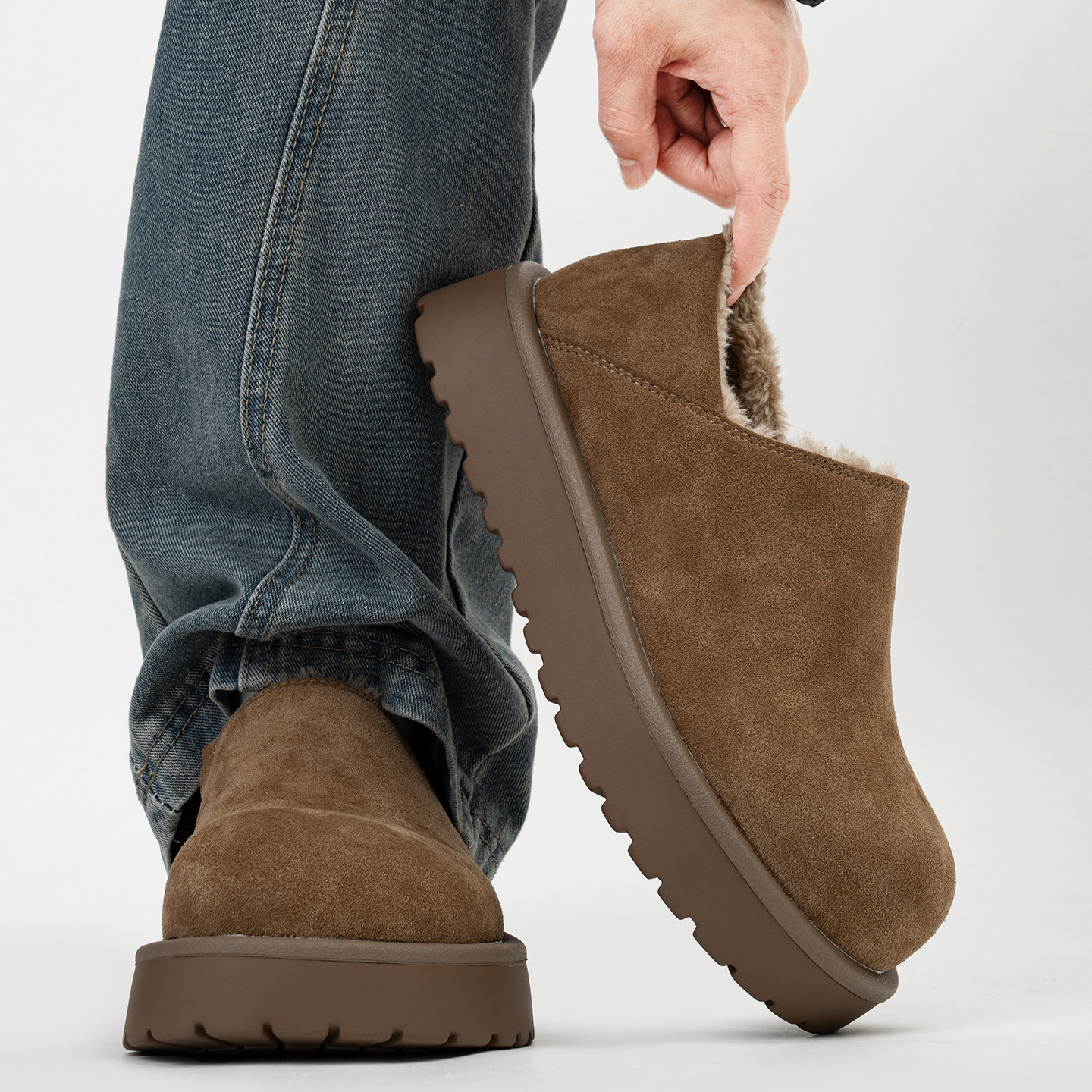 厚底大头乐福鞋男冬季加绒保暖增高东北棉鞋全包小土豆勃肯雪地靴