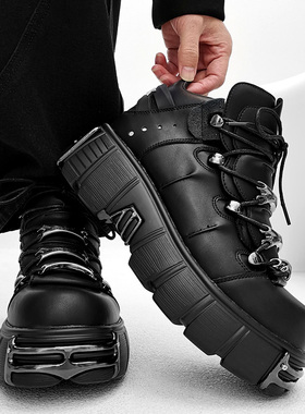 小众cos朋克风德比鞋男女欧美y2k亚文化厚底松糕皮鞋黑武士老爹鞋