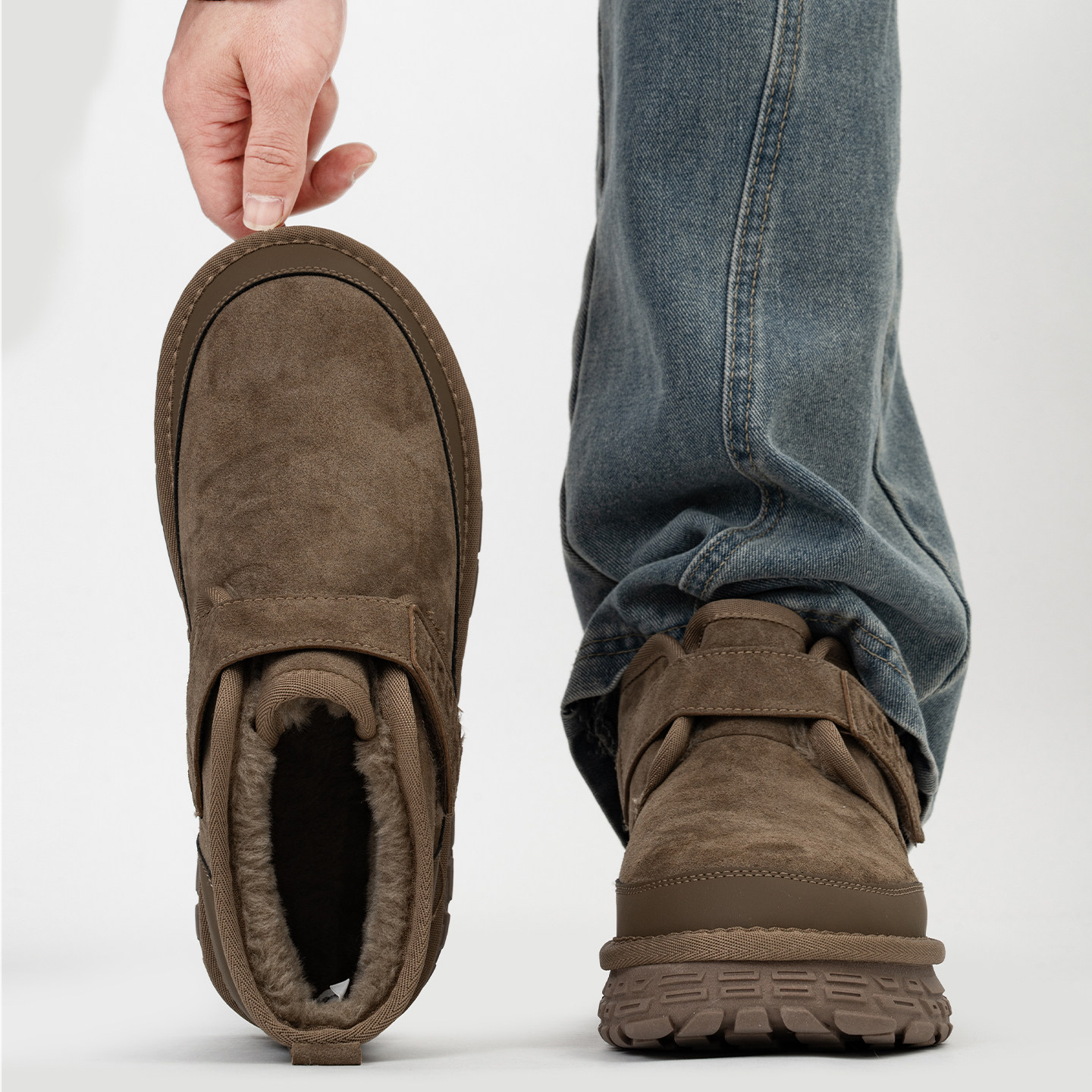 魔术贴轮胎底雪地靴男冬季加绒保暖东北大棉鞋厚底增高切尔西短靴,流行男鞋,时尚雪地靴,淘宝优惠券,粉丝福利购,淘宝优惠卷