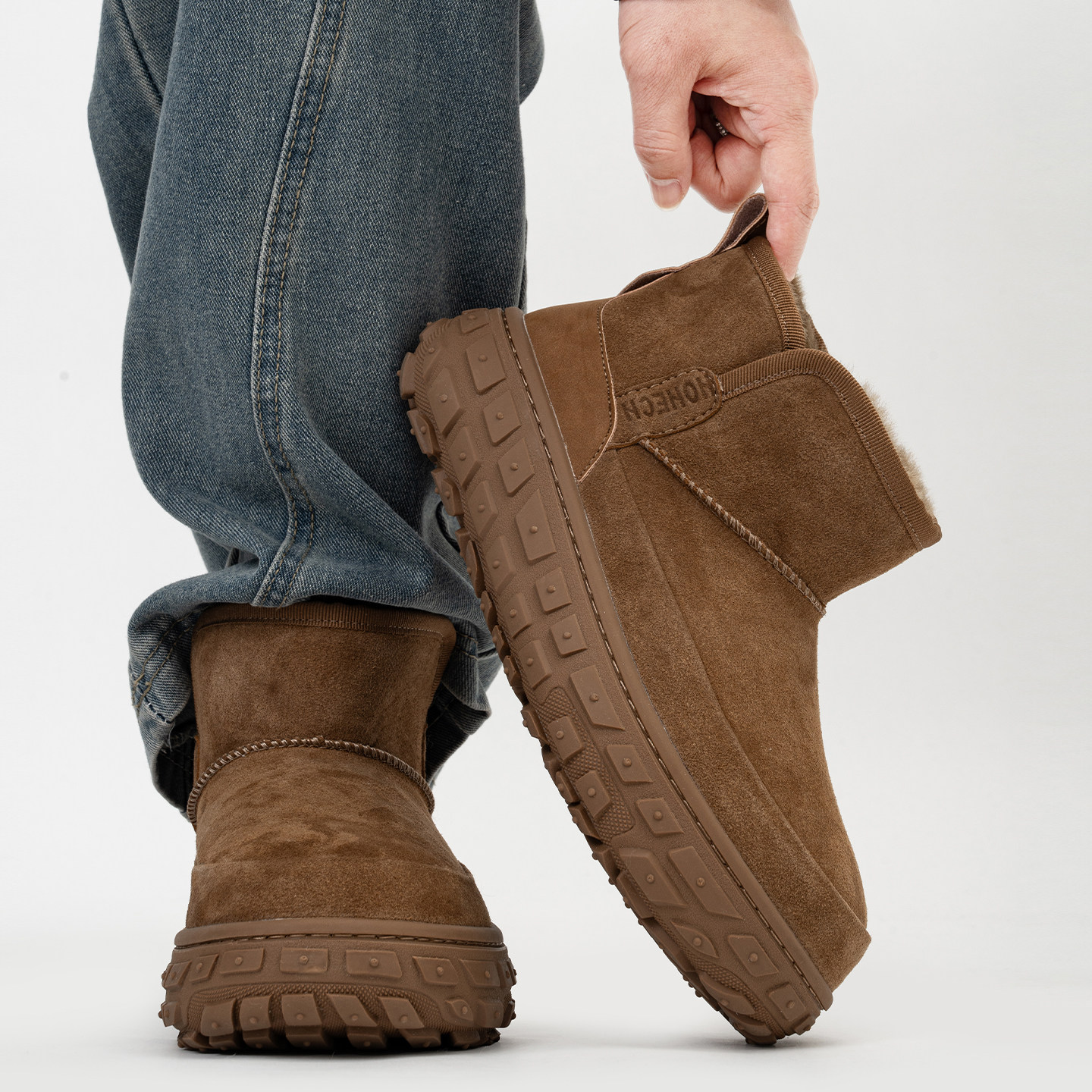 户外轮胎底雪地靴男冬季加绒加厚保暖东北棉鞋厚底增高切尔西短靴,流行男鞋,时尚雪地靴,淘宝优惠券,粉丝福利购,淘宝优惠卷