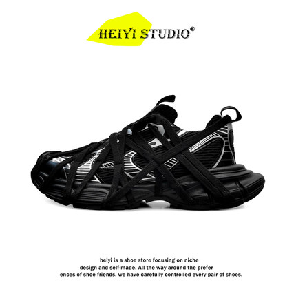 巴黎3XL蜘蛛侠老爹鞋男潮牌小众黑武士厚底运动鞋女情侣复古跑鞋