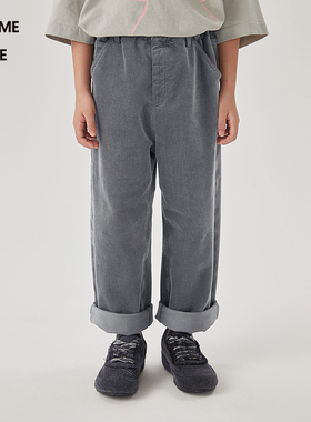 蓬马大童长裤子纯色棉粘胶灯芯绒秋冬装男女儿童pomme de terre