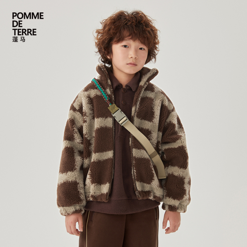 连帽宽松长袖仿皮草pomme蓬马