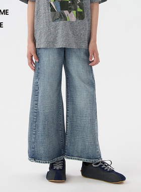 [牛仔新款]蓬马大童喇叭长裤子棉质25秋装男女儿童pomme de terre