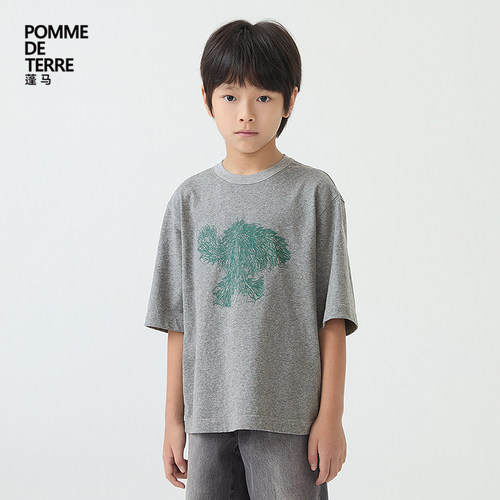 pomme蓬马宽松贴图圆领中袖T恤