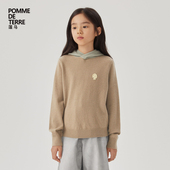 绵羊毛新款 蓬马大童毛衣套头毛怪24冬装 男女儿童pomme terre