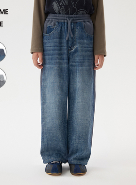 [牛仔新款]蓬马大童长裤子棉质拼接25秋装男女儿童pomme de terre