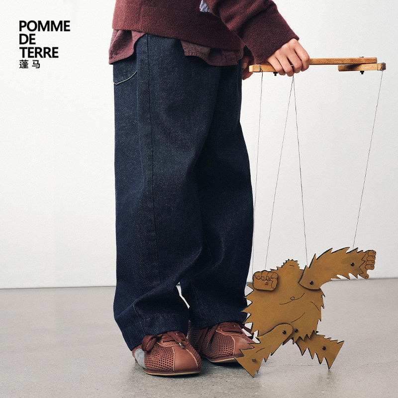 [牛仔]新款蓬马大童裤子棉质活性染26春装男女儿童pomme de terre