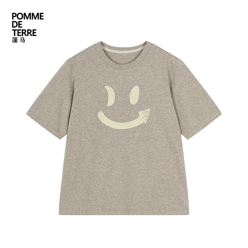 [新款]蓬马大童T恤短袖棉植绒印花26秋装男女儿童pomme de terre