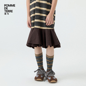 新款 蓬马大童中筒袜子棉质印花25春装 男女儿童pomme terre