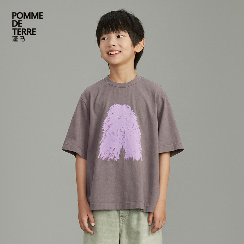 [毛怪]蓬马大童T恤短袖棉汗布印花春夏装男女儿童pomme de terre