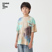 terre 竹节棉春装 男女儿童pomme 扎染 蓬马大童T恤短袖