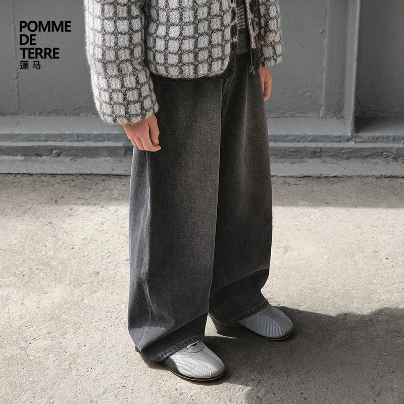 [新款]蓬马大童牛仔长裤棉石磨做旧26秋装男女儿童pomme de terre