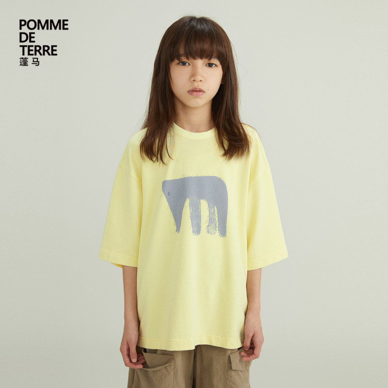 [毛怪]蓬马大童中袖T恤印花棉质多色春秋男女儿童pomme de terre,童装/婴儿装/亲子装,T恤,淘宝优惠券,粉丝福利购,淘宝优惠卷