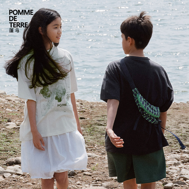 [新款]蓬马大童T恤短袖竹节棉印花26春装男女儿童pomme de terre