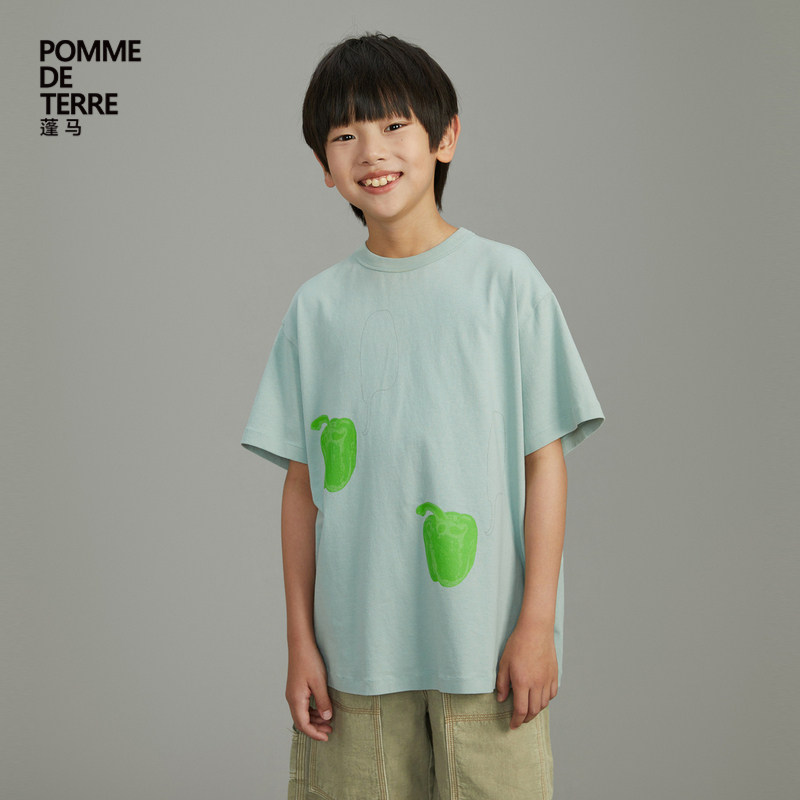 蓬马大童T恤短袖棉质植物印花舒适春夏装男女儿童pomme de terre