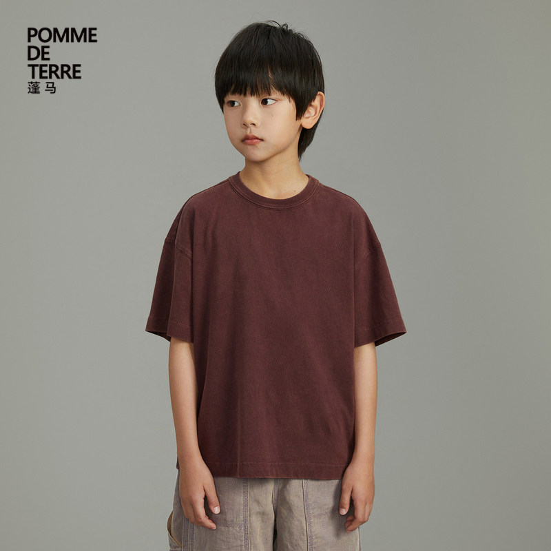 蓬马大童T恤短袖棉质纯色简约多色春夏装男女儿童pomme de terre,童装/婴儿装/亲子装,T恤,淘宝优惠券,粉丝福利购,淘宝优惠卷