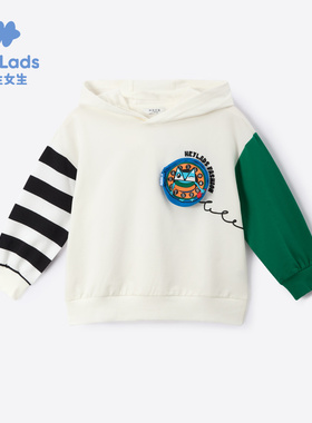 男生女生男小童卡通贴布撞色显活力卫衣NJNCJ33155A