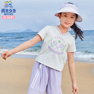 男生女生童装儿童夏季T恤2026新款洋气女中大童运动T恤上衣服