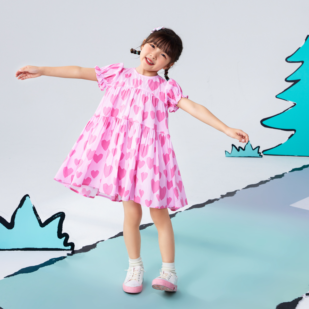 男生女生童装女小童短袖连衣裙NDLCJ23721A