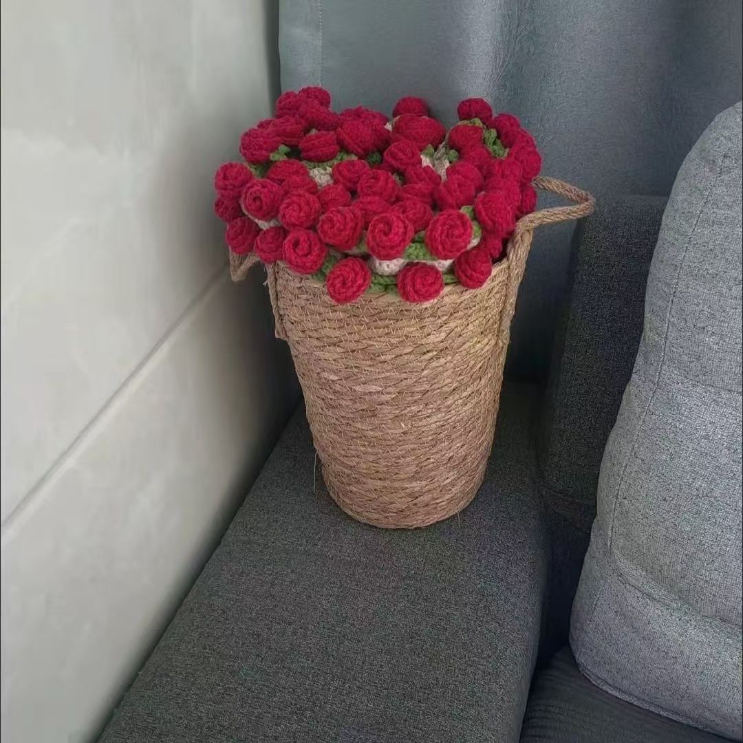 北欧草编织花盆花篮大号