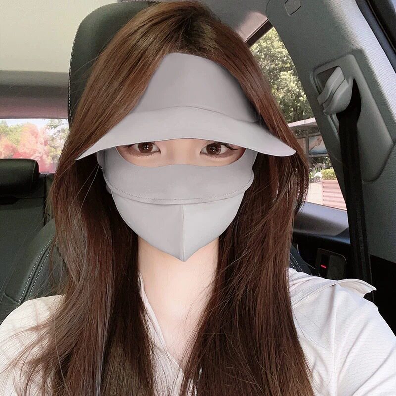 防晒帽子口罩一体春秋3d