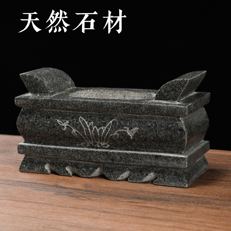 石雕石头方香炉寺庙上香祠堂户外烧香插香上香具用品石头香座
