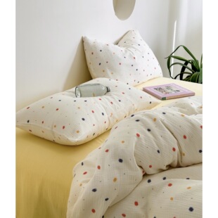 星星都在眼睛里┃A类母婴纯棉双层纱四件套四季恒温ins风床笠床品