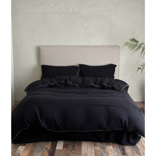 全棉黑色极简风裸睡床品 more┃软fufu80支双层纱四件套 Less