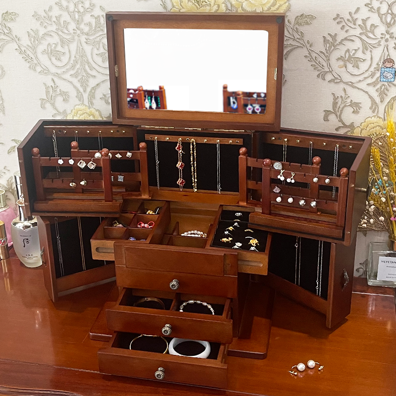 大容量首饰收纳盒公主欧式多功能项链戒指耳环饰品收纳盒结婚礼物