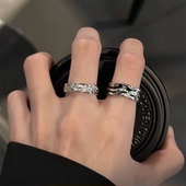 暗黑风戒指男女2025新款 潮星芒小众设计简约轻奢指环冷淡风开口戒