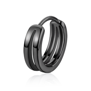 纯银双环耳环男2025新款潮耳饰女潮流个性男款单只网红个性耳钉男