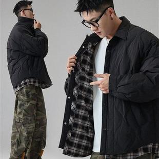 有术假两件羽绒服男冬季2025新款轻薄翻领男士爆款薄款菱格外套潮