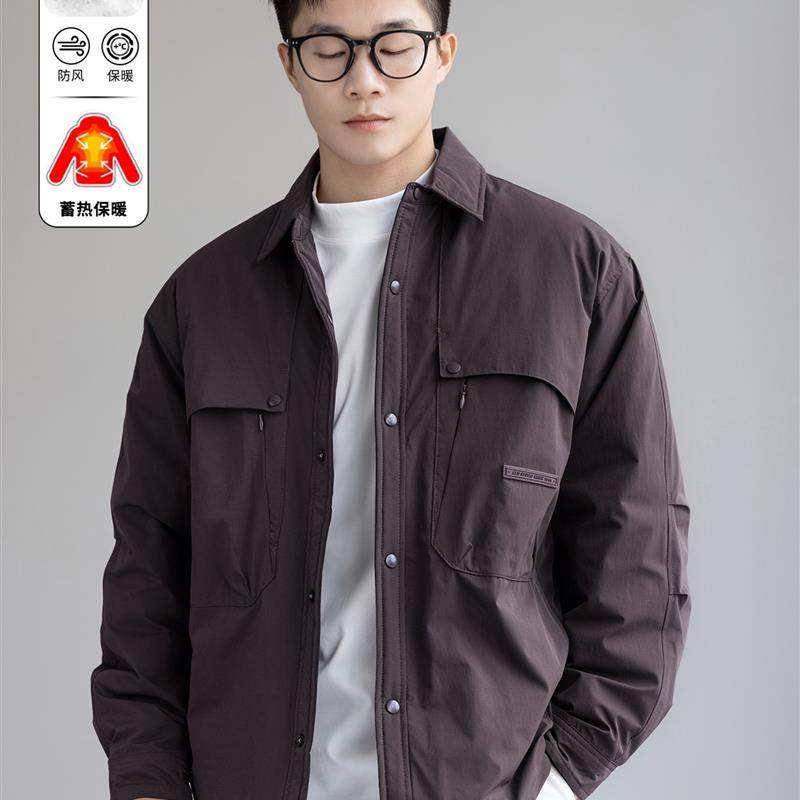 白鸭绒轻薄工装羽绒服男士宽松大码外套冬季新款百搭休闲保暖夹克