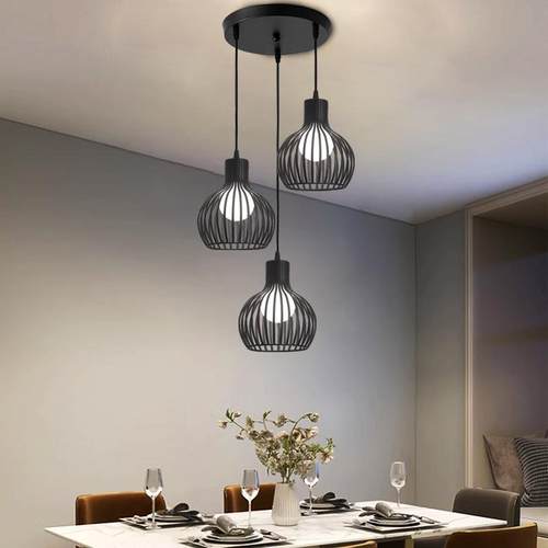 北欧复古铁艺鸟笼餐厅吊灯