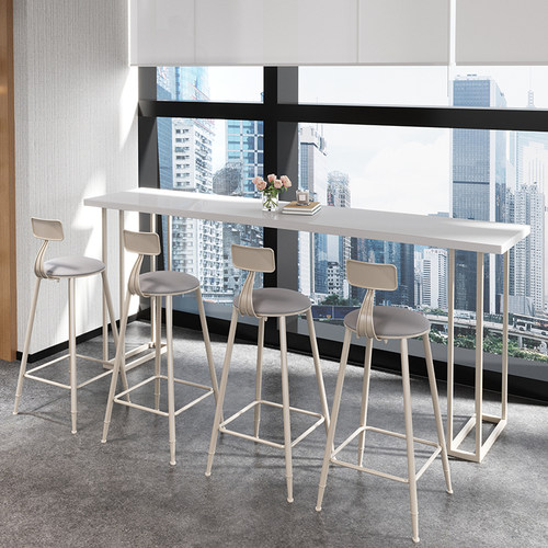 轻奢吧台桌家用阳台靠墙高脚桌商用奶茶店酒吧桌椅组合长条桌定制