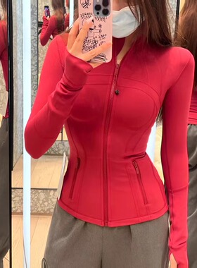 lebi lulu瑜伽服女防晒衣夹克defin秋冬新款运动磨毛立领上衣外套