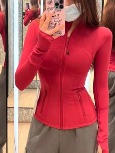 lebi 运动磨毛立领上衣外套 lulu瑜伽服女防晒衣夹克defin秋冬新款