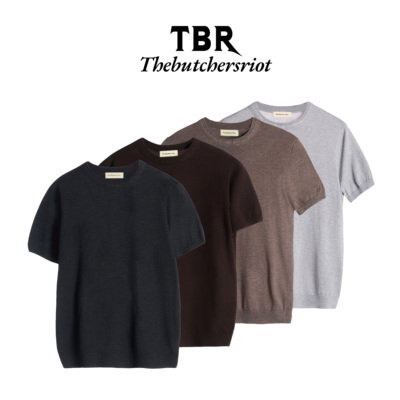 TBR毛织羊毛短袖提花领4色T恤