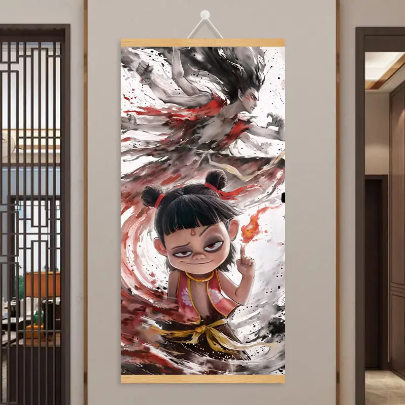 哪吒魔童闹海敖丙敖广四海龙王周边壁纸挂画客厅玄关电表箱装饰画