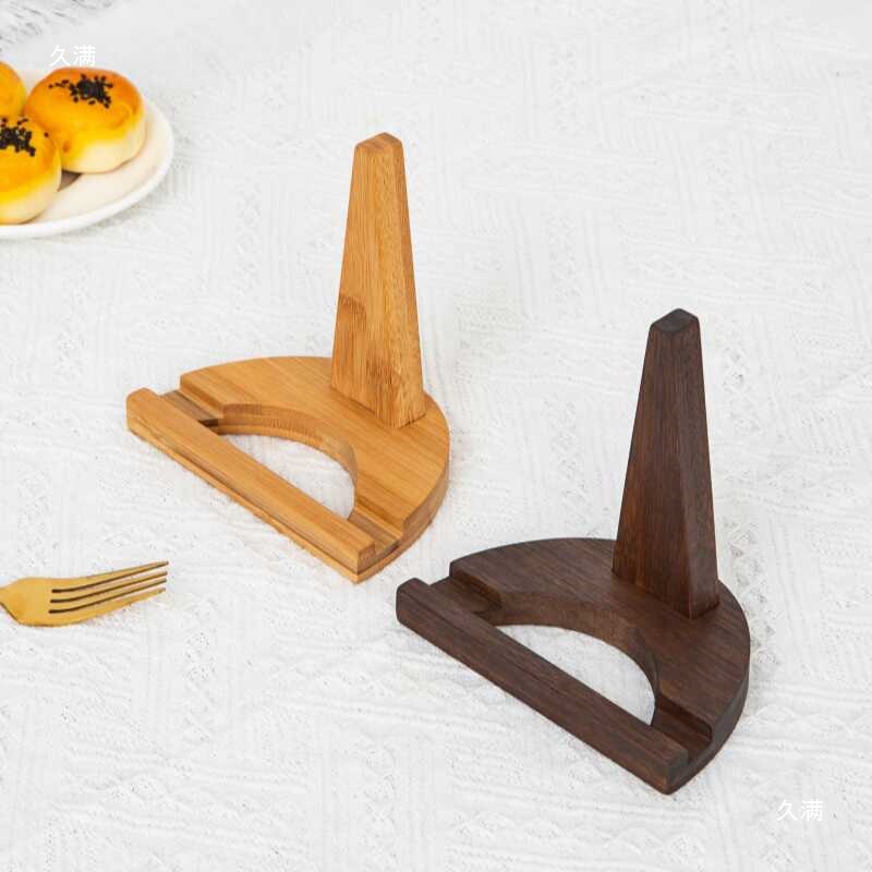 盘子展示架圆盘子收纳架底座托架竹木餐盘摆件陈列支架厨房置物架