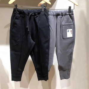 现货童装23秋冬新款男女童宽松休闲裤贴标加绒加厚针织长裤束脚裤