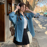 春秋碎花水洗秋季常规长袖衬衫翻领小个子牛仔复古洋气休闲百搭，女装衬衫，浙宝102（原188）